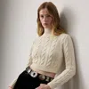 Ralph Lauren Silk-blend Cropped Turtleneck Sweater In White