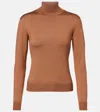 Ralph Lauren Silk-blend Jersey Sweater In Brown