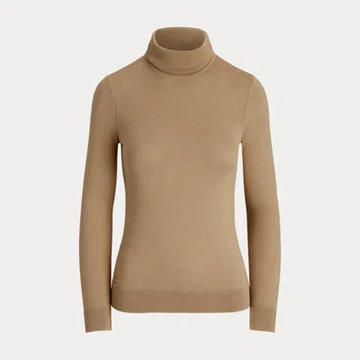 Ralph Lauren Silk-blend Turtleneck Sweater In Brown