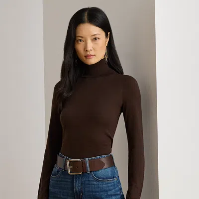 Ralph Lauren Silk-blend Turtleneck Sweater In Circuit Brown