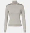 Ralph Lauren Silk-blend Turtleneck Sweater In Gray