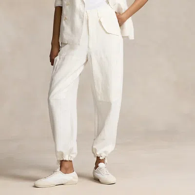 Ralph Lauren Silk-blend Twill Cargo Pant In Deckwash White