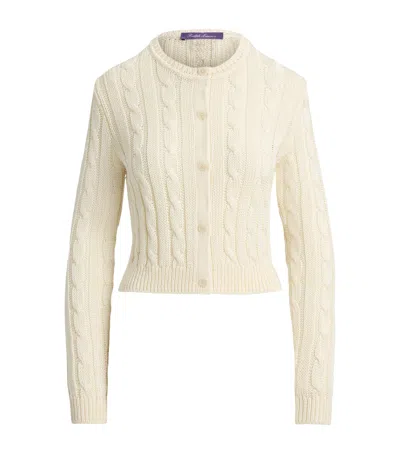 Ralph Lauren Collection Silk Cable-knit Cropped Cardigan In Neutral