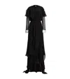 Ralph Lauren Silk Chiffon Emala Evening Dress In Black