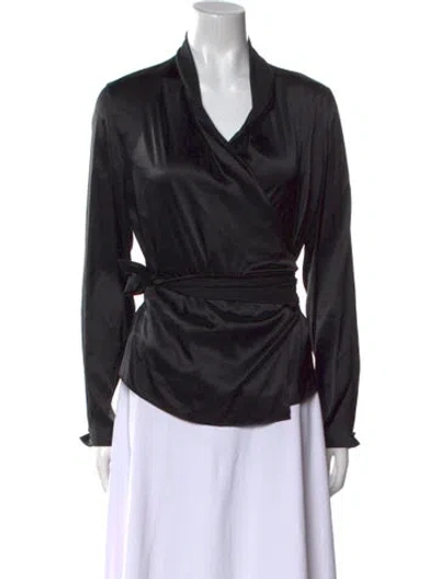 Pre-owned Ralph Lauren Silk Cowl Neck Blouse In Black