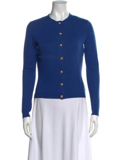 Pre-owned Ralph Lauren Silk Crew Neck Blouse In Blue