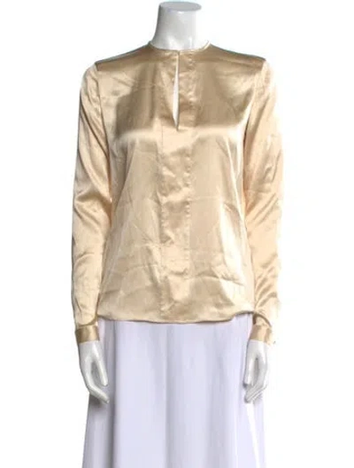 Pre-owned Ralph Lauren Silk Crew Neck Blouse In Neutral