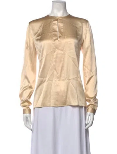 Pre-owned Ralph Lauren Silk Crew Neck Blouse In Neutrals