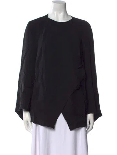 Pre-owned Ralph Lauren Silk Crew Neck Blouse W/ Tags In Black