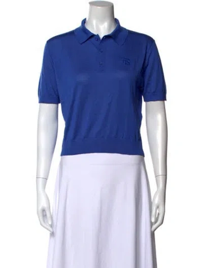 Pre-owned Ralph Lauren Silk Crew Neck Polo In Blue
