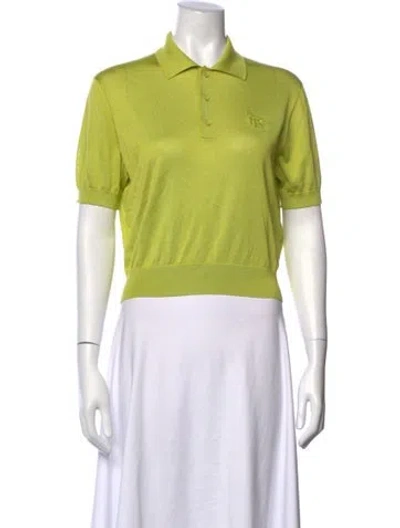 Pre-owned Ralph Lauren Silk Crew Neck Polo W/ Tags In Green