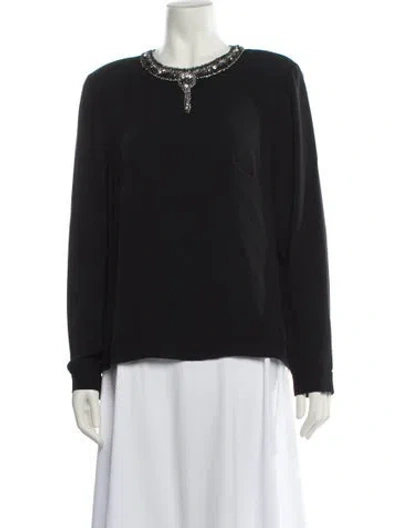 Pre-owned Ralph Lauren Silk Crew Neck Sweatshirt In Black