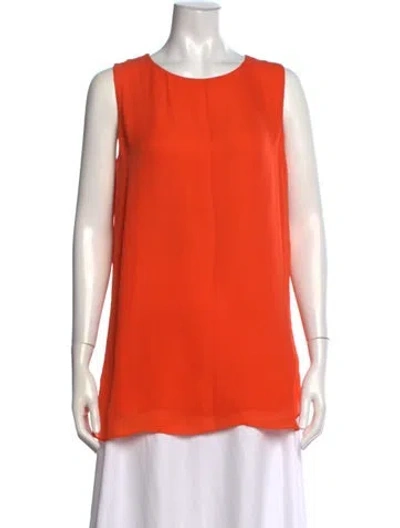 Pre-owned Ralph Lauren Silk Crew Neck Top In Orange