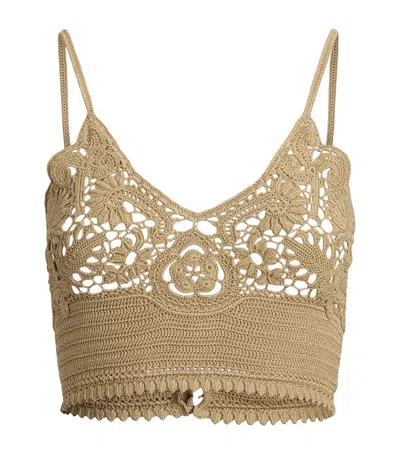 Ralph Lauren Silk Crochet Bralette In Braun