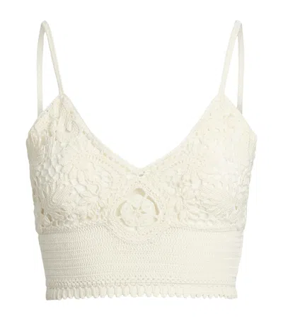 Ralph Lauren Silk Crochet Bralette In Weiss