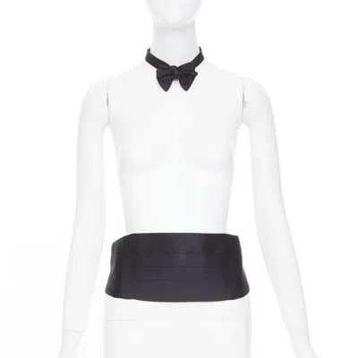 Pre-owned Ralph Lauren Silk Cummerbund Bow Tie Set In Black