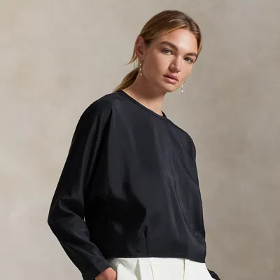 Ralph Lauren Silk Dolman-sleeve Top In Black