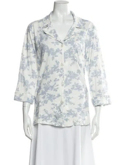 Pre-owned Ralph Lauren Silk Floral Print Pajamas In White