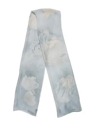 Pre-owned Ralph Lauren Silk Floral Print Scarf In Blue