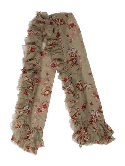 Pre-owned Ralph Lauren Silk Floral Print Scarf In Green
