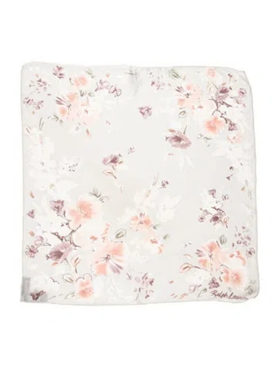 Pre-owned Ralph Lauren Silk Floral Print Scarf In Grey