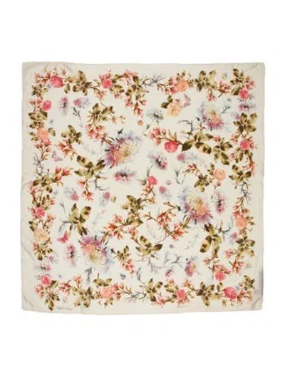 Pre-owned Ralph Lauren Silk Floral Print Scarf In Neutral