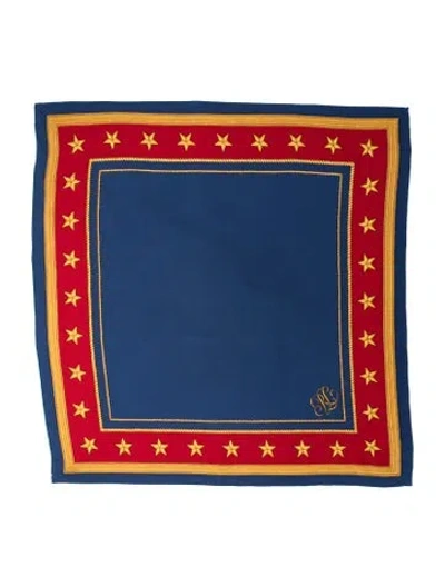 Pre-owned Ralph Lauren Silk Graphic Print Scarf In Blue