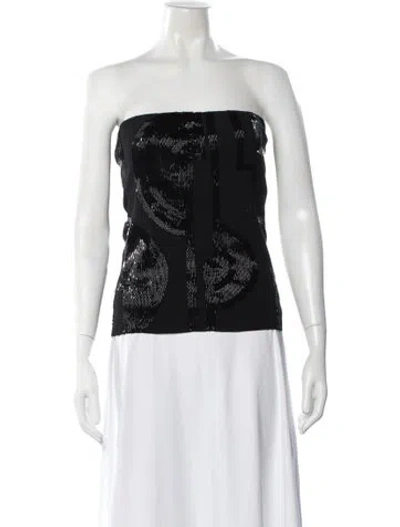 Pre-owned Ralph Lauren Silk Graphic Print Top In Black