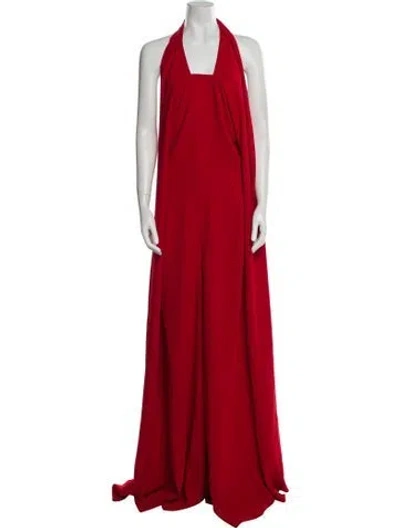 Pre-owned Ralph Lauren Silk Halterneck Jumpsuit In Red
