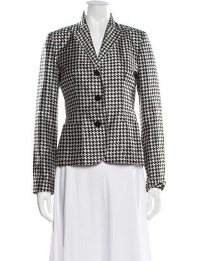 Pre-owned Ralph Lauren Silk Houndstooth Print Blazer In Black