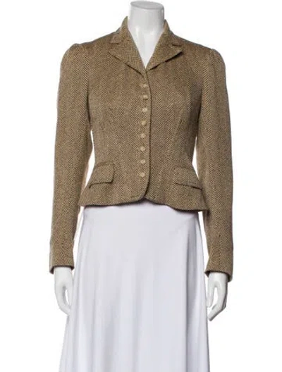 Pre-owned Ralph Lauren Silk Houndstooth Print Blazer In Multi