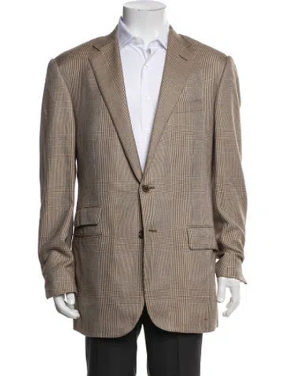 Pre-owned Ralph Lauren Silk Houndstooth Print Blazer In Neutral
