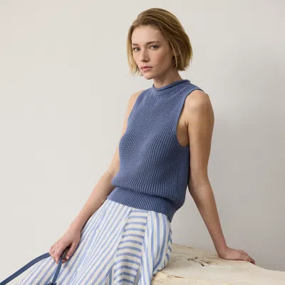 Ralph Lauren Silk Jersey Sleeveless Rollneck Sweater In Cornflower In Blue