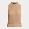 Ralph Lauren Silk Jersey Sleeveless Rollneck Sweater In Light Sand
