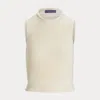 Ralph Lauren Silk Jersey Sleeveless Rollneck Sweater In Lux Cream
