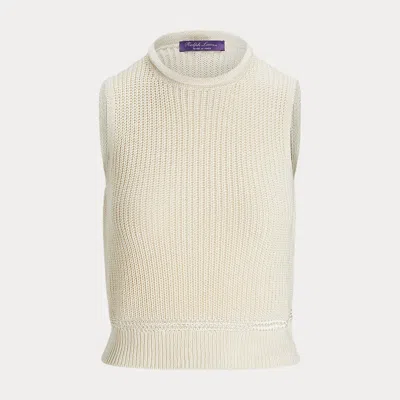 Ralph Lauren Silk Jersey Sleeveless Rollneck Sweater In Lux Cream