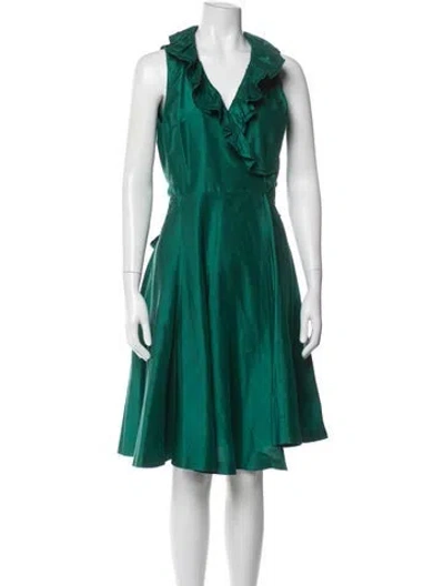 Pre-owned Ralph Lauren Silk Knee-length Dress In Green