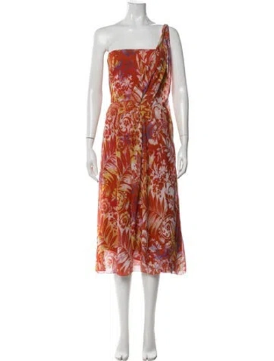 Pre-owned Ralph Lauren Silk Knee-length Dress In Orange