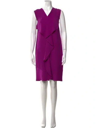 Pre-owned Ralph Lauren Silk Knee-length Dress In Purple