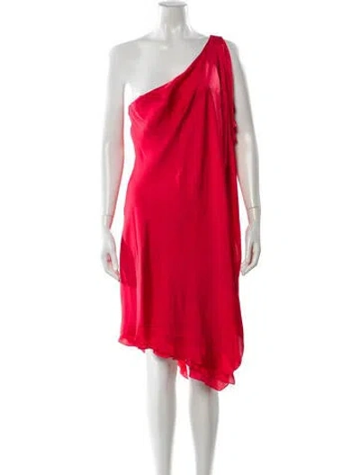 Pre-owned Ralph Lauren Silk Knee-length Dress In Red