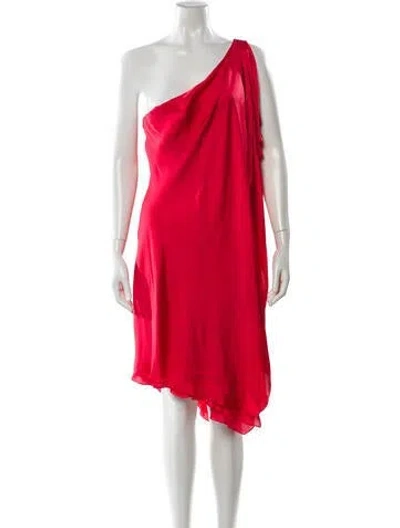 Pre-owned Ralph Lauren Silk Knee-length Dress In Red