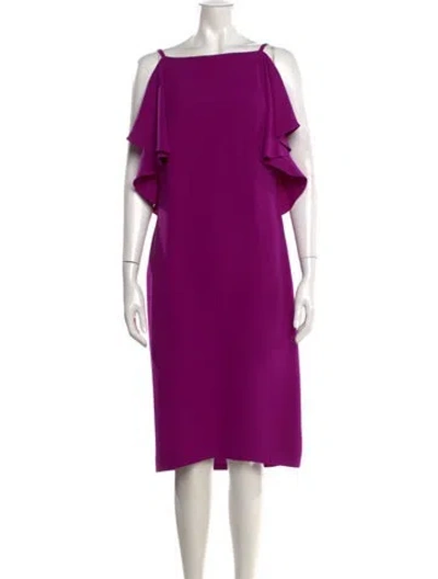 Pre-owned Ralph Lauren Silk Knee-length Dress W/ Tags In Purple
