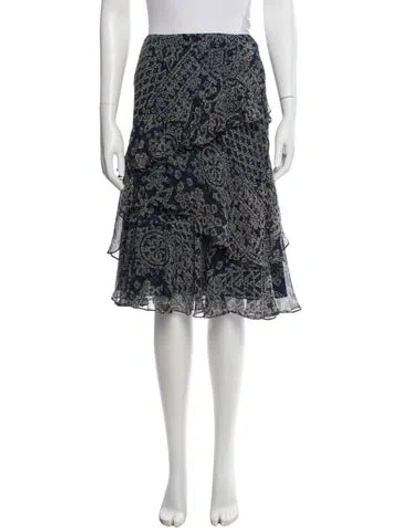 Pre-owned Ralph Lauren Silk Knee-length Skirt In Blue
