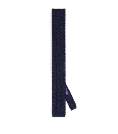 Ralph Lauren Silk Knitted Tie In Blue