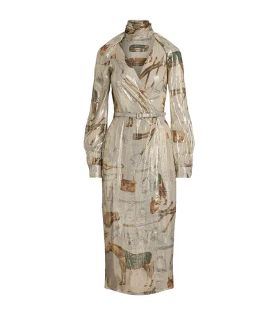 Ralph Lauren Silk Lamé Midi Dress