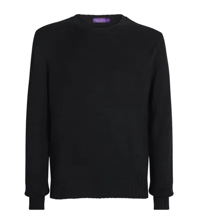 Ralph Lauren Silk-linen Crew-neck Sweater In Black