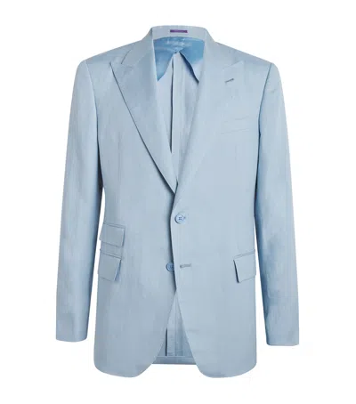 Ralph Lauren Silk-linen Kent Blazer In Blue