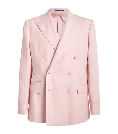 Ralph Lauren Silk-linen Kent Blazer In Pink