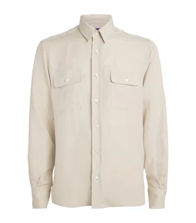 Ralph Lauren Silk-linen Pocket-detail Shirt In Multi