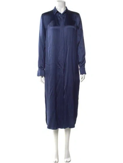 Pre-owned Ralph Lauren Silk Long Dress In Blue